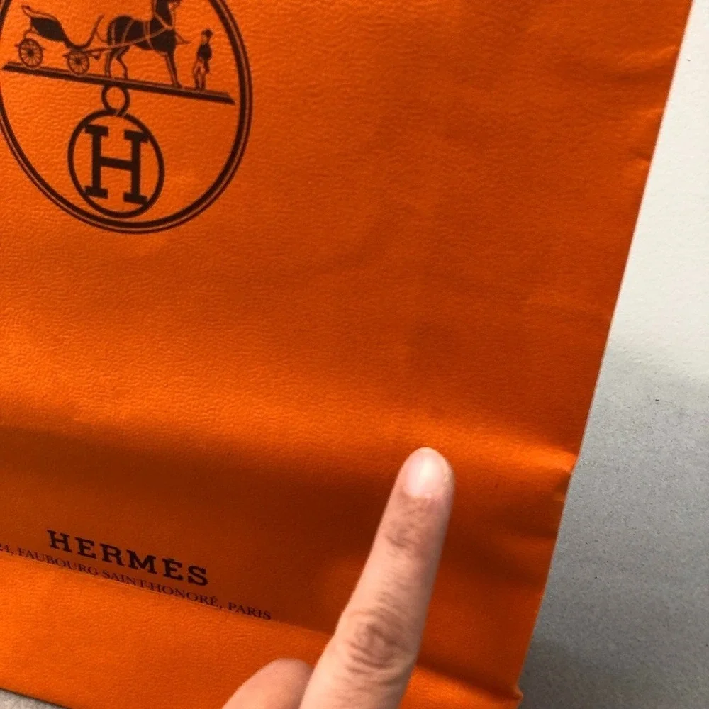 Hermes Authentic Orange Gift Paper Shopping Bag Medium Rectangle 16.5x11x4